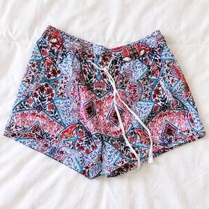 Small GAP Paisley Linen Blend Shorts Drawstring Coastal Summer